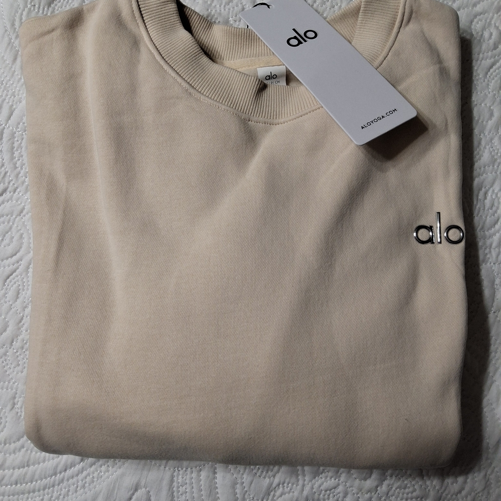 ALO Yoga Men's Crewneck Sweater in Beige